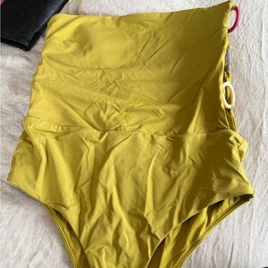 Zara chartreuse One Piece Swimsuit
